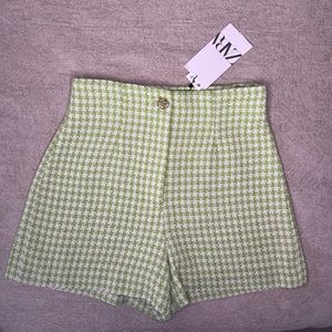 Zara high waist houndstooth trouser short